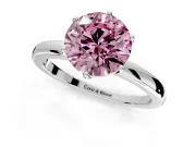 Solitaire Engagement Ring Setting for Fancy Pink Round Cut Center with Plain Band and Tulip Prong Head in Platinum