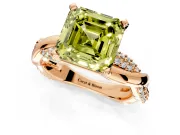 Solitaire Engagement Ring Setting for Fancy Yellow Asscher Cut Center with Pave and Plain Crossover and Basket Head in Rose Gold