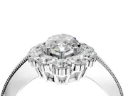Halo Engagement Ring Setting for Marquise Center with Milgrain Channel Band and Prong Head in Sterling Silver