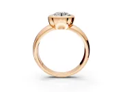 Solitaire Engagement Ring Setting for Round Cut Center with Wide Band and Bezel Head in Rose Gold