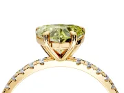 Solitaire Engagement Ring Setting for Fancy Yellow Heart-Shaped Center with Fine Pave Narrow Band and Prong Head in Yellow Gold