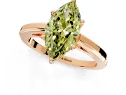 Solitaire Engagement Ring Setting for Fancy Yellow Marquise Center with Flat-Sided Plain Band and Prong Head in Rose Gold