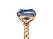 Solitaire Engagement Ring Setting for Fancy Blue Asscher Cut Center with Plain Twisted Rope Band and Prong Head in Rose Gold