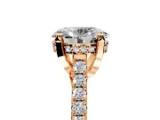 Solitaire Engagement Ring Setting for Oval Center with Widening Pave Band and Claw Prong Head in Rose Gold