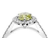 Halo Engagement Ring Setting for Fancy Yellow Marquise Center with Raised Halo, Pave Band and Prong Head in White Gold