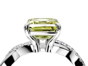 Solitaire Engagement Ring Setting for Fancy Yellow Asscher Cut Center with Half-Pave Crossover Band and Prong Head in Platinum