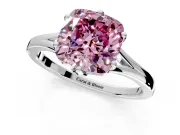 Solitaire Engagement Ring Setting for Fancy Pink Cushion Cut Center with Plain Split Shank and Prong Head in White Gold