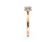 Hidden Halo Engagement Ring Setting for Cushion Cut Center with Plain Band and Tall Prong Head in Rose Gold