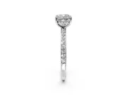 Solitaire Engagement Ring Setting for Cushion Cut Center with Fine Pave Band and Prong Head in Sterling Silver