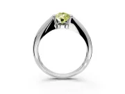Tension Engagement Ring Setting for Fancy Yellow Pear-Shaped Center with Wide Tapered Band and Tension Head in Sterling Silver
