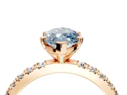 Solitaire Engagement Ring Setting for Fancy Blue Marquise Center with Fine Pave Band and Claw Prong Head in Rose Gold