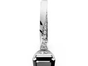 Side Accent Engagement Ring Setting for Fancy Black Asscher Cut Center with Accent Shoulders and Prong Head in White Gold