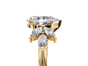 Floral Cluster Engagement Ring Setting for Pear-Shaped Center with Marquise Accents and Prong Head in Yellow Gold