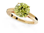 Solitaire Engagement Ring Setting for Fancy Yellow Round Cut Center with Flat-Sided Plain Band and Prong Head in Yellow Gold