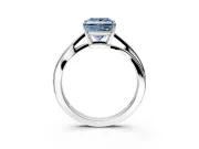 Solitaire Engagement Ring Setting for Fancy Blue Princess Cut Center with Plain Bypass Twist Band and Prong Head in Platinum