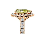 Halo Engagement Ring Setting for Fancy Yellow Pear-Shaped Center with Raised Halo, Pave Band and Prong Head in Rose Gold