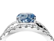 Solitaire Engagement Ring Setting for Fancy Blue Cushion Cut Center with Wide-Open Split Shank and Prong Head in Sterling Silver