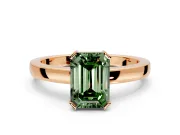 Solitaire Engagement Ring Setting for Fancy Green Emerald Cut Center with Plain Band and Flat Tab Prong Head in Rose Gold