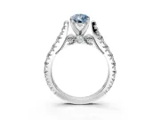 Solitaire Engagement Ring Setting for Fancy Blue Pear-Shaped Center with Pave Cathedral Shoulders and Prong Head in Sterling Silver