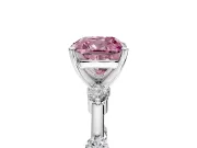 Solitaire Engagement Ring Setting for Fancy Pink Cushion Cut Center with Bezel Station Band and Prong Head in Platinum