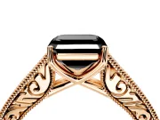 Solitaire Engagement Ring Setting for Fancy Black Asscher Cut Center with Engraved Pave Band and Prong Head in Rose Gold