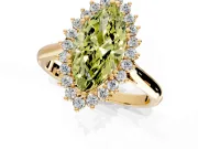 Starburst Halo Engagement Ring Setting for Fancy Yellow Marquise Center with Thin Round-Wire Band and Prong Head in Yellow Gold