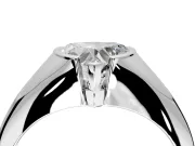 Tension Engagement Ring Setting for Heart-Shaped Center with Wide Tapered Band and Tension Head in White Gold