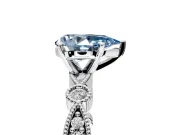 Solitaire Engagement Ring Setting for Fancy Blue Pear-Shaped Center with Milgrain Bezel Accents and Prong Head in Platinum