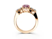 5 Stone Engagement Ring Setting for Fancy Pink Cushion Cut Center with Equal Close-Set Accents and Prong Head in Rose Gold