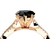 Solitaire Engagement Ring Setting for Fancy Black Heart-Shaped Center with Twisted Pave Split Shank and Prong Head in Rose Gold