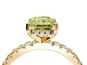 Solitaire Engagement Ring Setting for Fancy Yellow Radiant Cut Center with Band of Accents and Prong Head in Yellow Gold