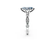 Solitaire Engagement Ring Setting for Fancy Blue Marquise Center with Milgrain Bezel Accents and Prong Head in Platinum