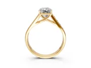 Solitaire Engagement Ring Setting for Radiant Cut Center with Round Cut Channel Band and Prong Head in Yellow Gold