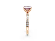 Solitaire Engagement Ring Setting for Fancy Pink Princess Cut Center with Fine Pave Accents and Prong Head in Rose Gold