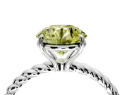 Solitaire Engagement Ring Setting for Fancy Yellow Round Cut Center with Plain Twisted Rope Band and Prong Head in Platinum