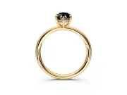 Hidden Halo Engagement Ring Setting for Fancy Black Marquise Center with Thin Rounded Band and Prong Head in Yellow Gold