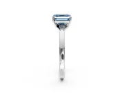 Solitaire Engagement Ring Setting for Fancy Blue Asscher Cut Center with Basket Rail and Prong Head in Platinum