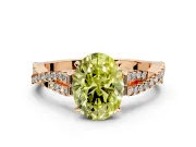 Solitaire Engagement Ring Setting for Fancy Yellow Oval Center with Twisted Pave Split Shank and Prong Head in Rose Gold