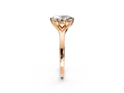 Solitaire Engagement Ring Setting for Oval Center with Plain Split Shank and Prong Head in Rose Gold