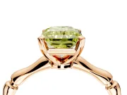 Solitaire Engagement Ring Setting for Fancy Yellow Radiant Cut Center with Bamboo Band and Prong Head in Rose Gold