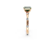 Solitaire Engagement Ring Setting for Fancy Green Asscher Cut Center with Bezel Station Band and Prong Head in Rose Gold