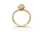 Halo Engagement Ring Setting for Fancy Yellow Marquise Center with Rope Twist Split Shank and Prong Head in Yellow Gold