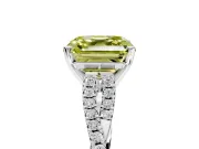Solitaire Engagement Ring Setting for Fancy Yellow Asscher Cut Center with Twisted Pave Split Shank and Prong Head in Sterling Silver