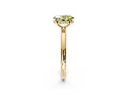 Hidden Halo Engagement Ring Setting for Fancy Yellow Oval Center with Thin Rounded Band and Prong Head in Yellow Gold