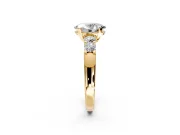 5 Stone Engagement Ring Setting for Oval Center with Plain Band and Prong Head in Yellow Gold