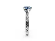 Solitaire Engagement Ring Setting for Fancy Blue Heart-Shaped Center with Milgrain X Pattern Band and Prong Head in Sterling Silver