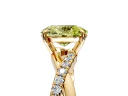 Crossover Engagement Ring Setting for Fancy Yellow Oval Center with Pave and Plain Strands and Prong Head in Yellow Gold