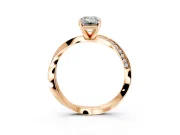 Side Accent Engagement Ring Setting for Emerald Cut Center with Accent Shoulders and Prong Head in Rose Gold