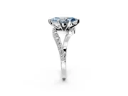 Solitaire Engagement Ring Setting for Fancy Blue Marquise Center with Pave Bypass Swirl Band and Prong Head in Platinum