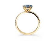 Solitaire Engagement Ring Setting for Fancy Blue Heart-Shaped Center with Fine Pave Narrow Band and Prong Head in Yellow Gold